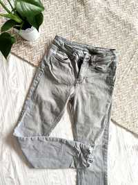 Szare spodnie jeansowe tom tailor 25 xs niski stan jasne jeansy extra