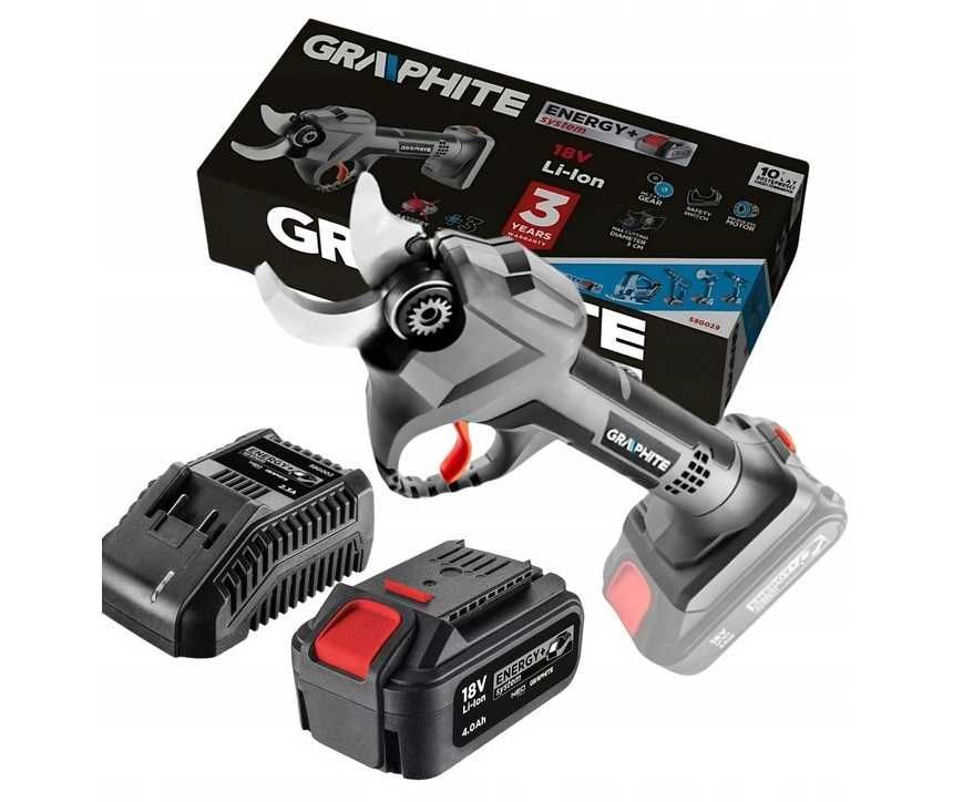 Sekator Akumulatorowy Bezszczotkowy + Bateria 4Ah + Ładowarka GRAPHITE