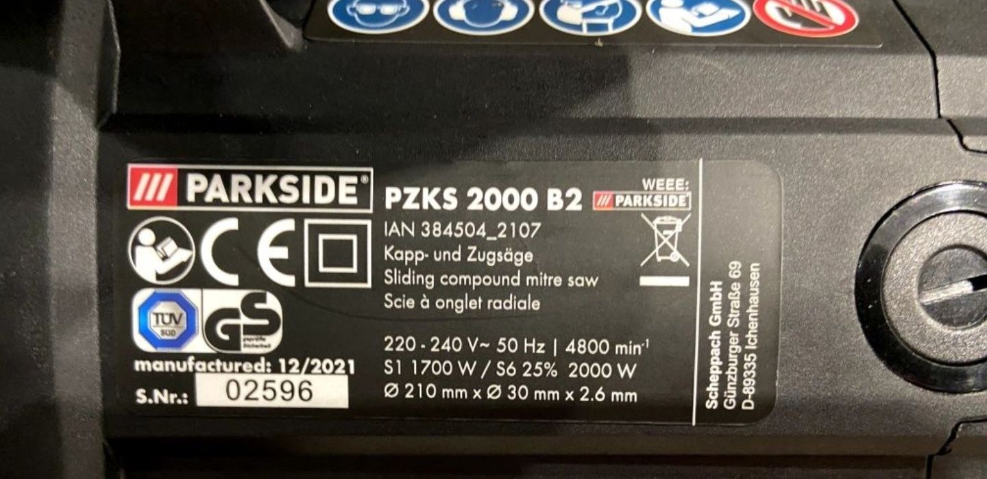 Торцовочна пила с протяжкой GERMAN PARKSIDE PZKS 2000/торцева/торцовка