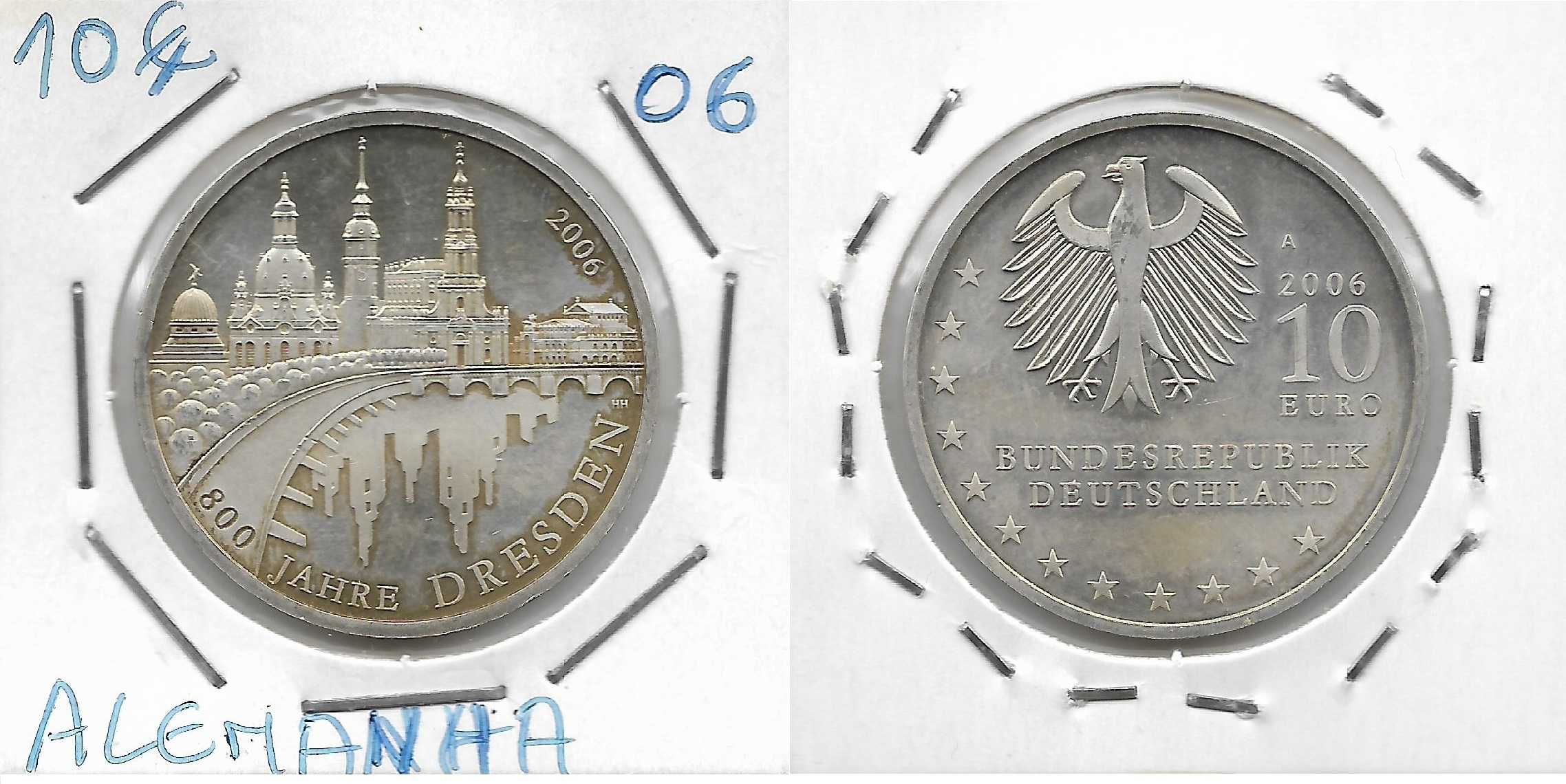 Alemanha. 5 moedas prata de 10 euros. Todas diferentes. Sem circular.