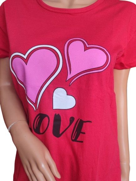 Piękna czerwona piżama w serduszka rozmiar L bawełna