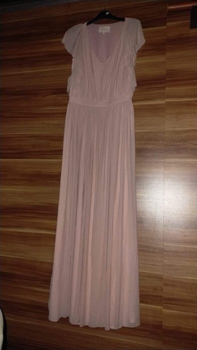 Sukienka długa damska pudrowy róż