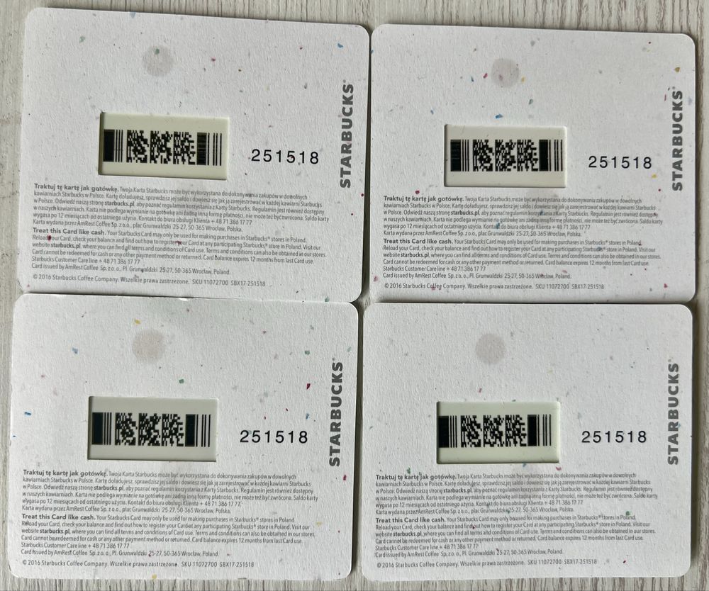 Starbucks cards 2016 Easter eggs, set 4 pcs