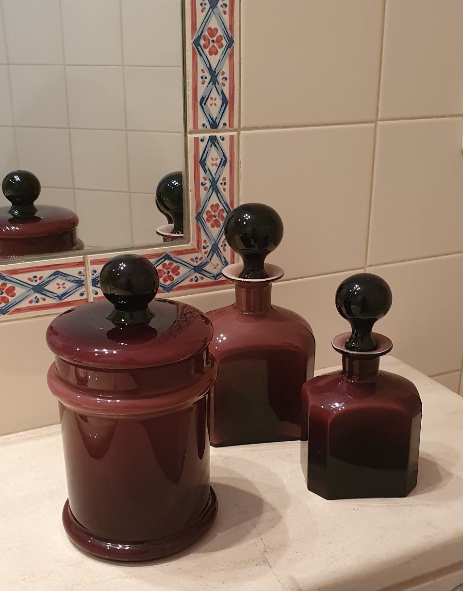 3 Frascos de vidro para quarto de banho