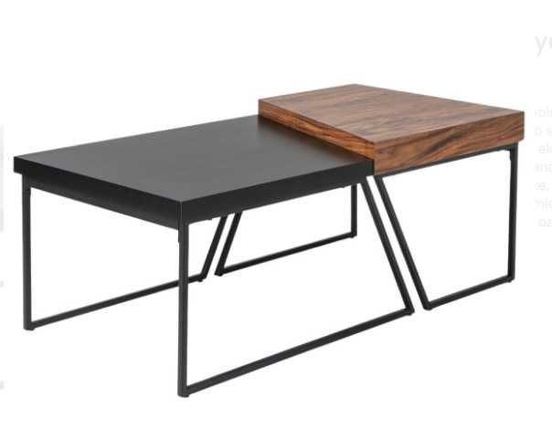 Zestaw 2 stolików kawowych loft MDF+metal | salon, nowoczesny design