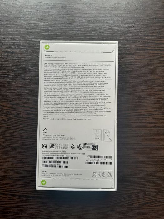 Смартфон Apple iPhone 15 128GB Black (MTP03)