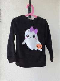 Bluza bluzka sweter H&M cekiny Halloween bal duch 110 116 duszek welur