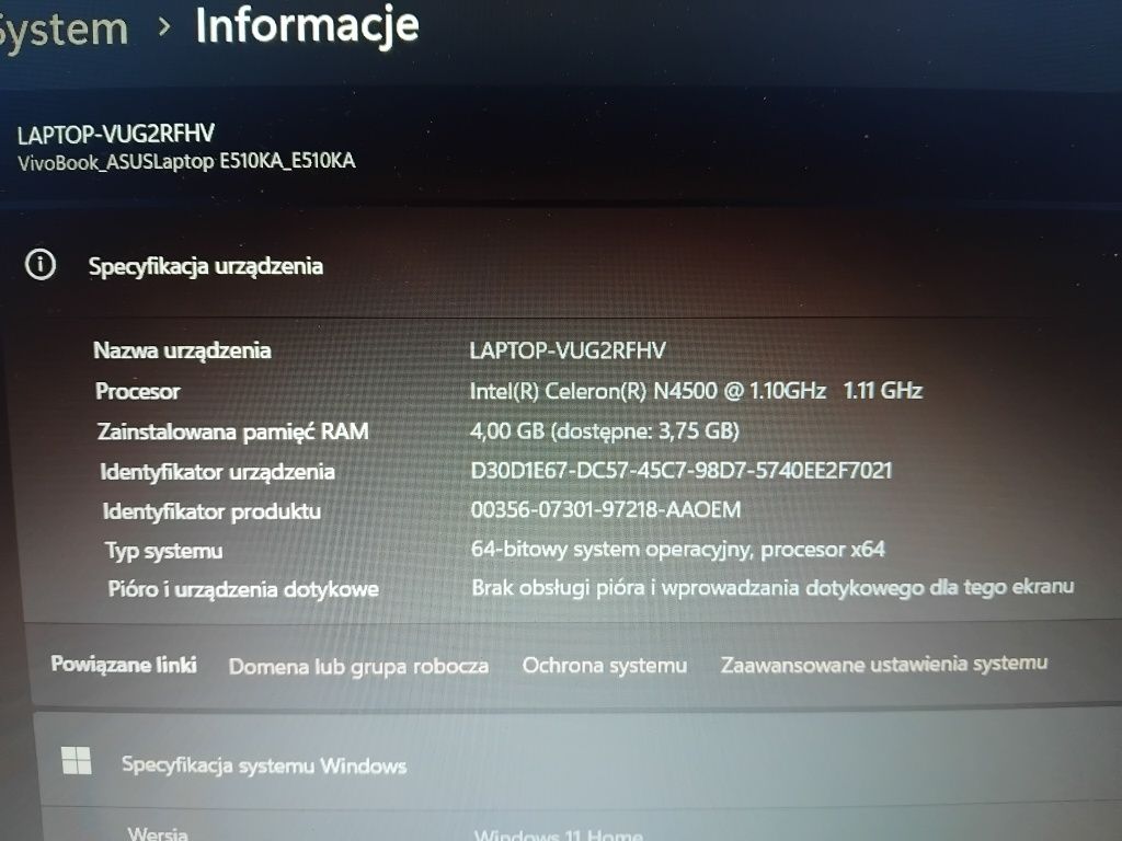 Laptop firmy asus