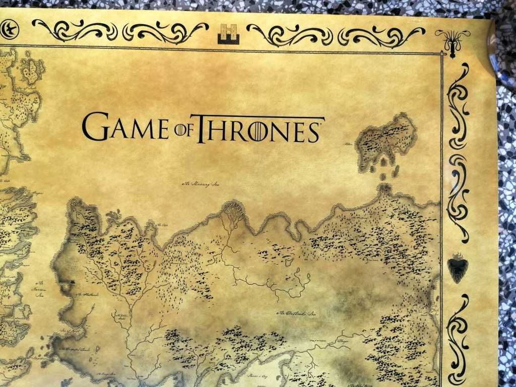 Plakat 92x61cm - Gra o Tron - Mapa Essos i Westeros - game of thrones