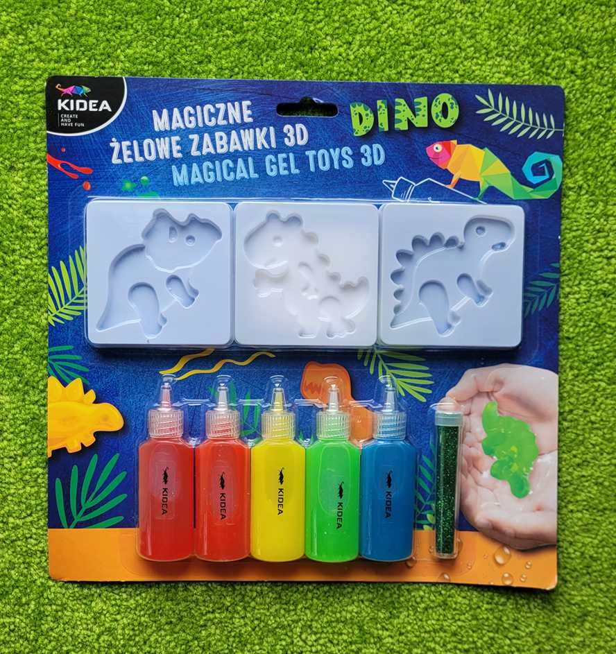 Kidea magiczne żelowe zabawki 3D dinozaury