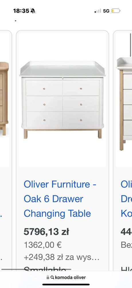 Oliver furniture komoda łóżeczko materac