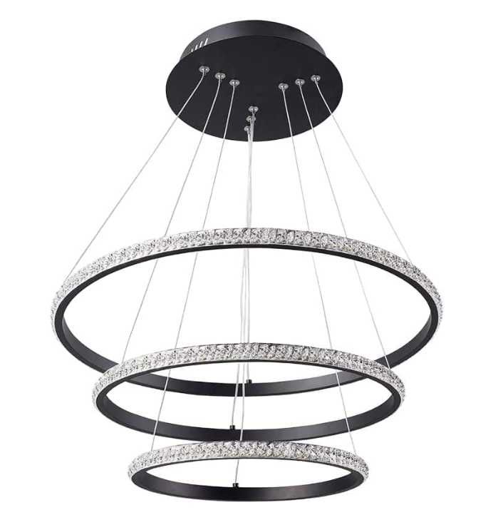 Lampa wisząca LED 3 pierścienie czarna