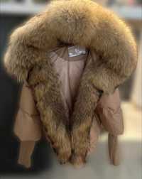 Włoska kurtka puchowa futro z lisa nowość  premium model  valentino