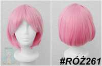 Różowa krótka peruka z grzywką bob cosplay wig Ram Re Zero