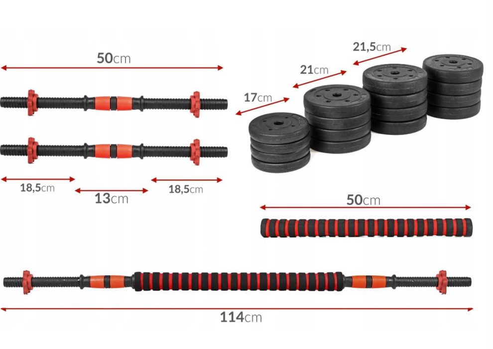 HANTLE HANTELKI 40 KG 2x20 KG Ciężarki Sztanga do Ćwiczeń Treningowe