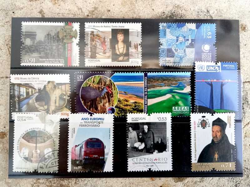10 selos usados de Portugal Continental