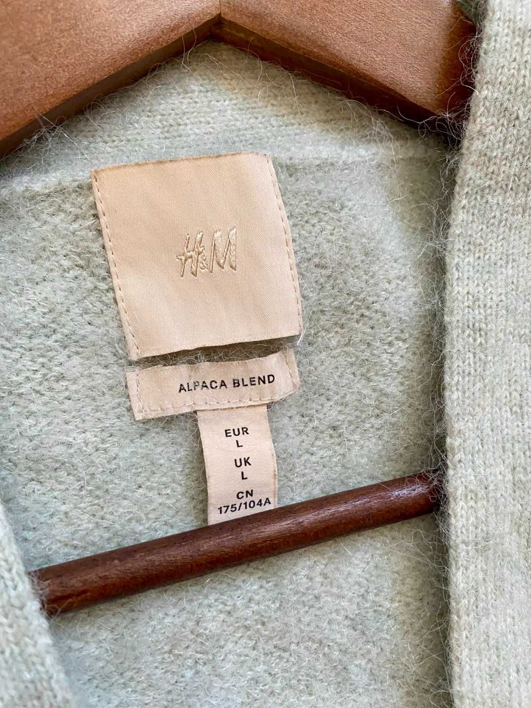 Sweter H&M miętowy, długi - alpaka!