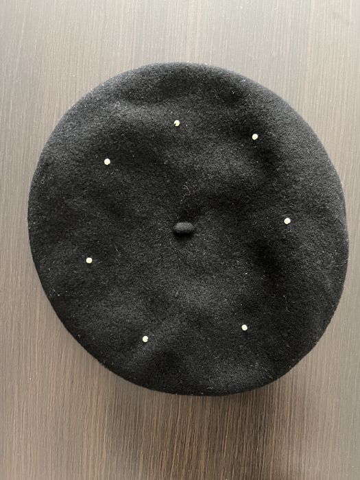 Beret filcowy wełniany czarny