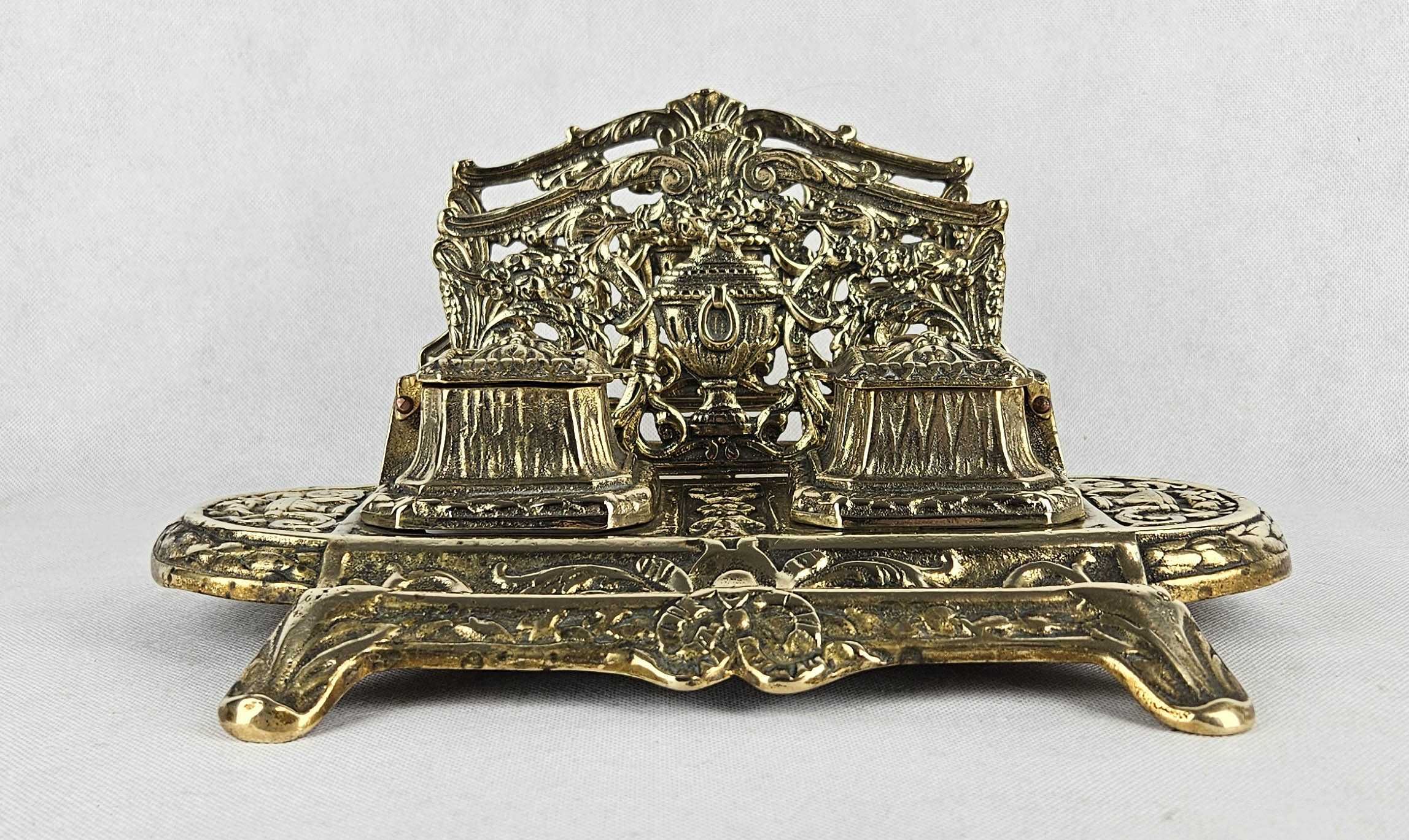 Piękny duży mosiężny kałamarz styl EMPIRE Francja