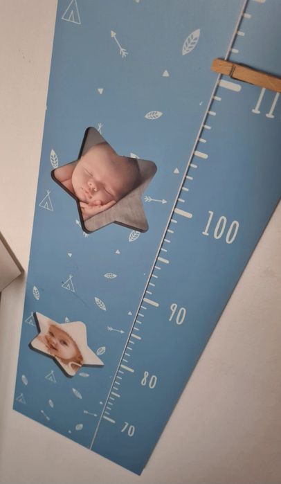 Drewniana miarka do wzrostu maluszka lisek