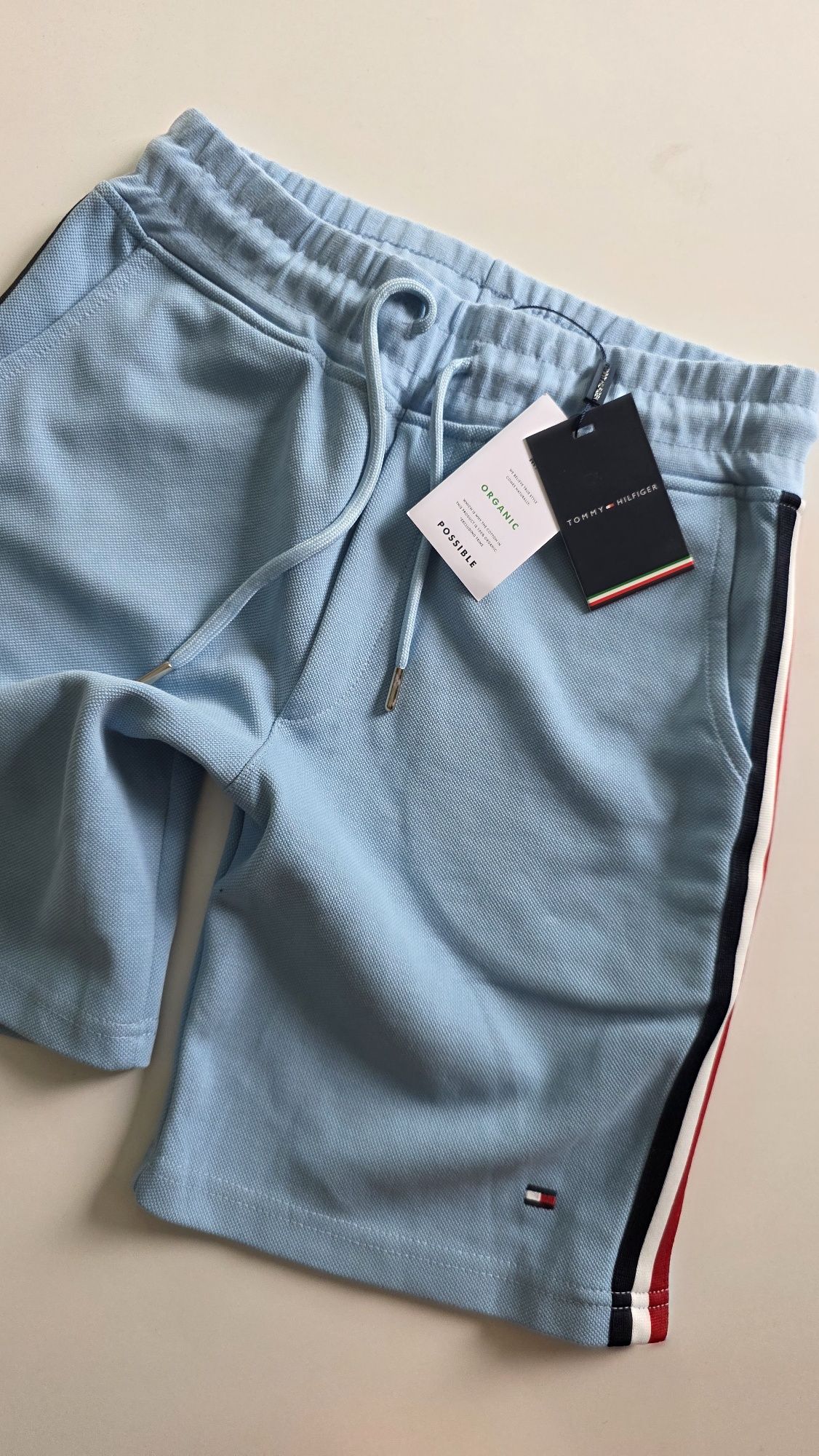 Tommy hilfiger komplet spodenki szorty błękitne niebieskie L / XL  wyp