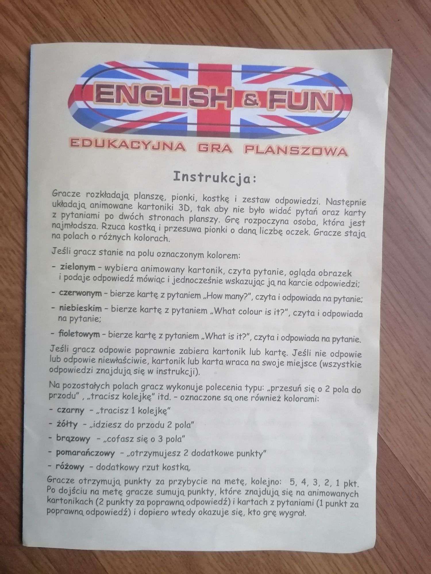 Gra planszowa "English & fun"