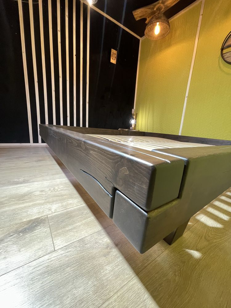 Łóżko 180x200 z belek 16x9cm solidne, drewno, loft, minimalizm