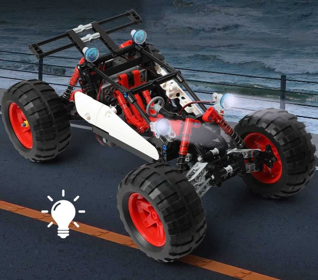 Pojazd sterowany Buggy 366-części 3-silniki ledy zamiennik TECHNIC