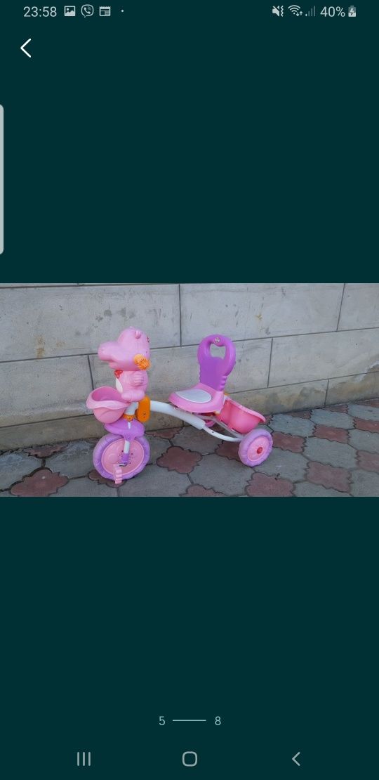Красивый розовый рожевий велосипед ровер велик музыкальный для девочки