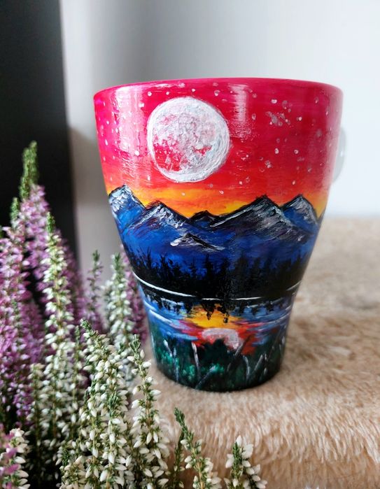 Kubek Góry RĘCZNIE MALOWANY Handmade Motyw Górski