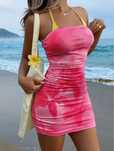 Vestido rosa de praia
