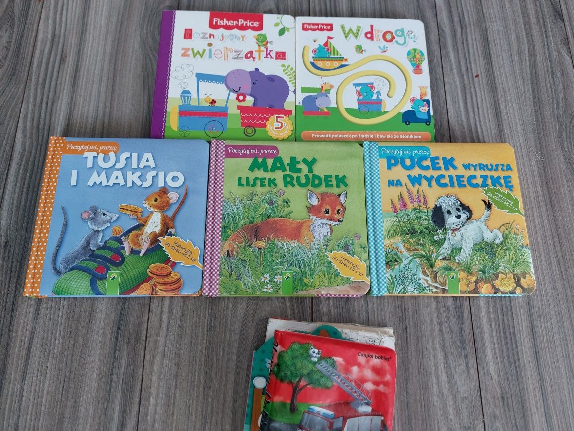 Książki dla maluchów, twarde strony fisher price 5 szt.