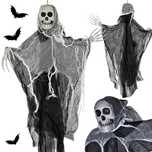Dekoracja halloween wisząca ozdoba duch szkielet śmierć zjawa 80 cm