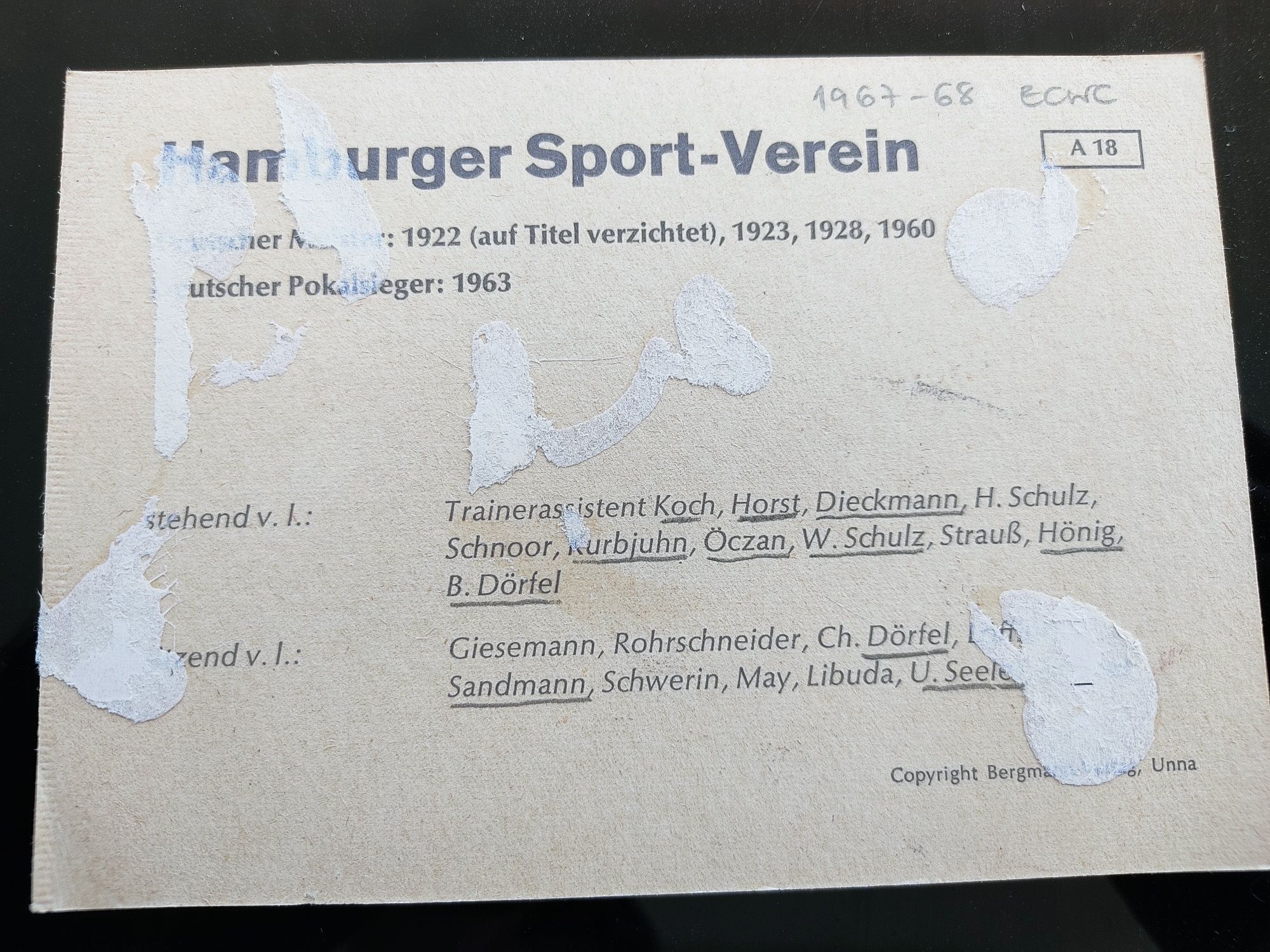 Postal Hamburgo SV 1967 e 1968