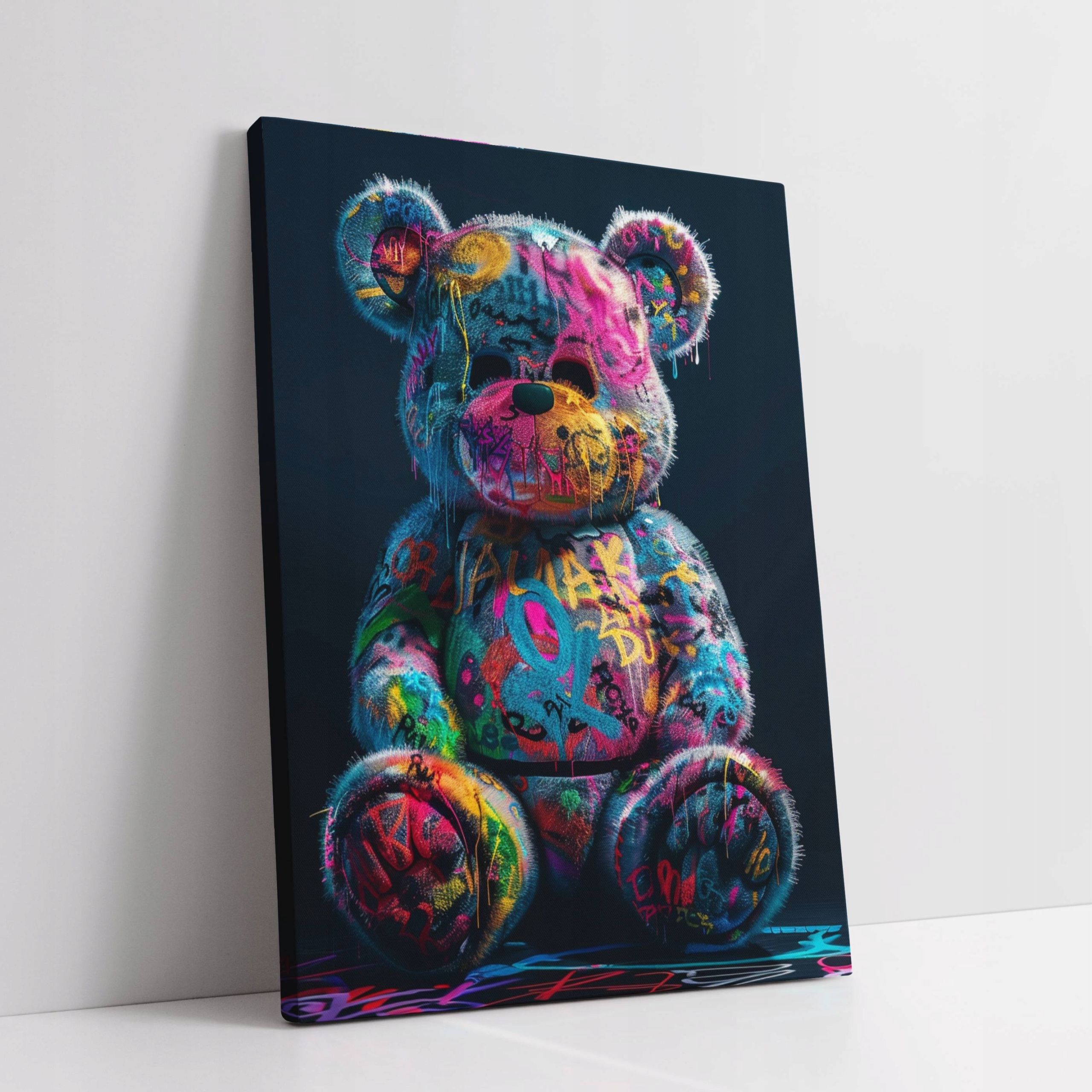 Obraz na płótnie "Grafitti Miś" 90x120 cm - nowoczesny styl do domu
