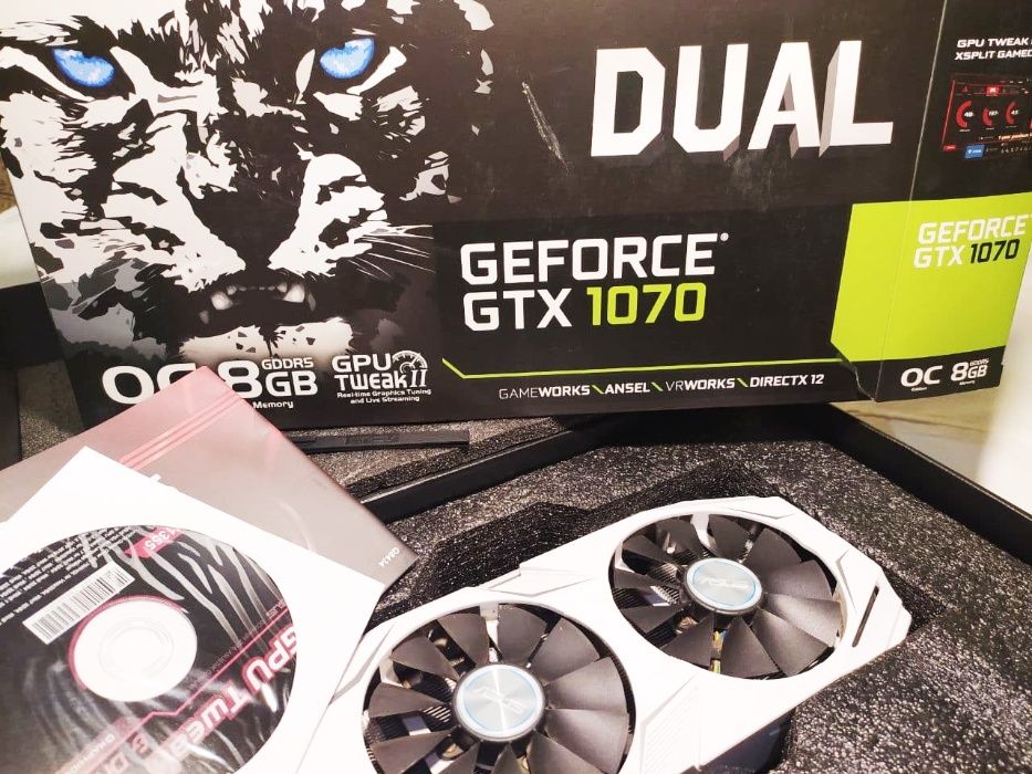 Видеокарта Asus Dual Geforce GTX 1070 8Gb DDR5 OC Edition