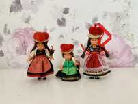 Mini lalki ludowe stroje, vintage prl