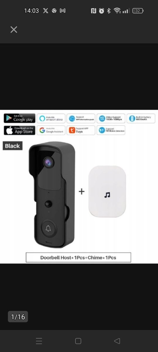 Wideodomofon WiFi camera 2MPX DOMOFON TUYA SMART