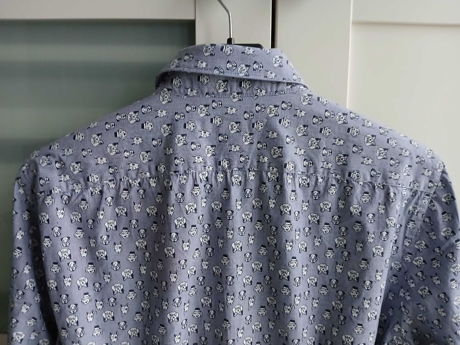 Koszula męska pieski Slim Fit 40 stan IDEALNY