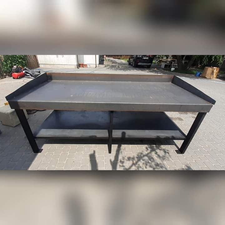 Stół falbanek garaż stół rzemieślniczy metal stal solidny czarny mat