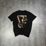 MĘSKA Koszulka Bawełna PREMIUM Versace Jeans Duże Logo Złote Czarna