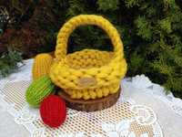 Koszyk wielkanocny z grubej wełny handmade