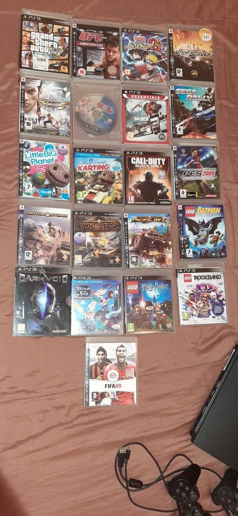 PS3 + 24 jogos + 2 comandos