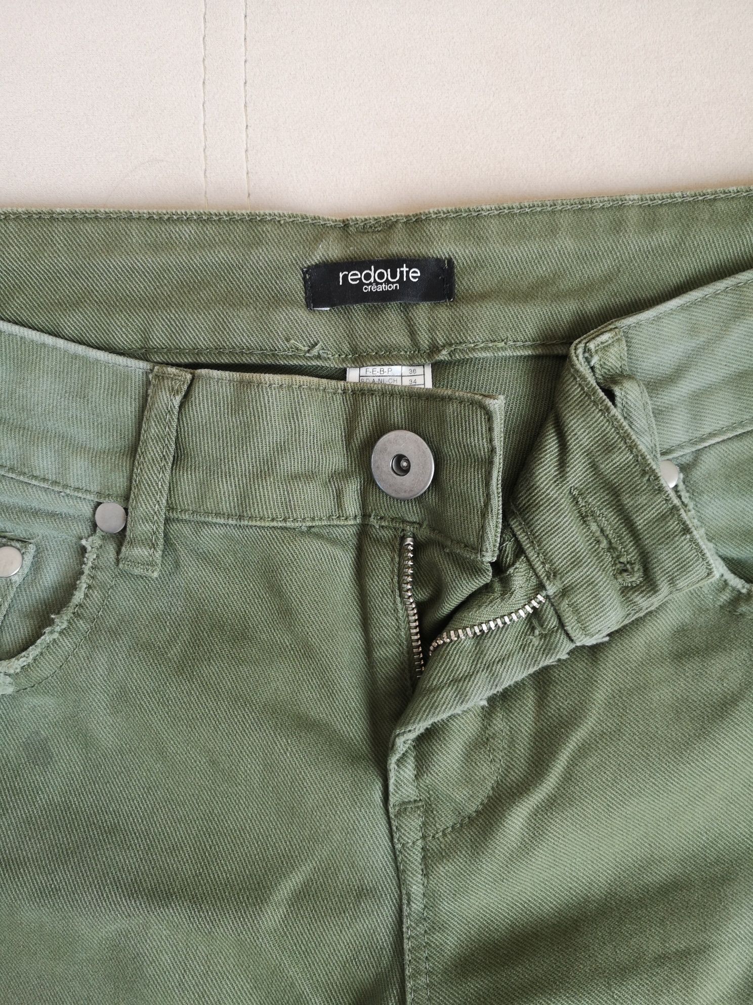 Spodnie jeansy damskie slim /36/khaki cieniowane /Redoute
