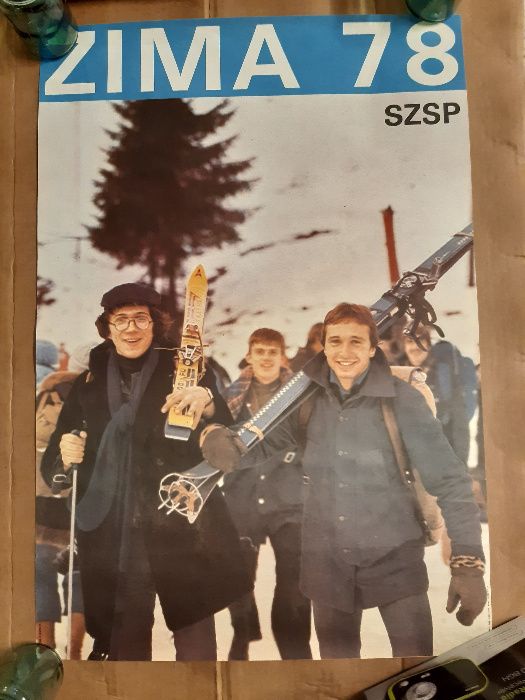 Plakat Zima 78 Soviet Poster 1978 Socrealizm Retro Grafika PRL Narty