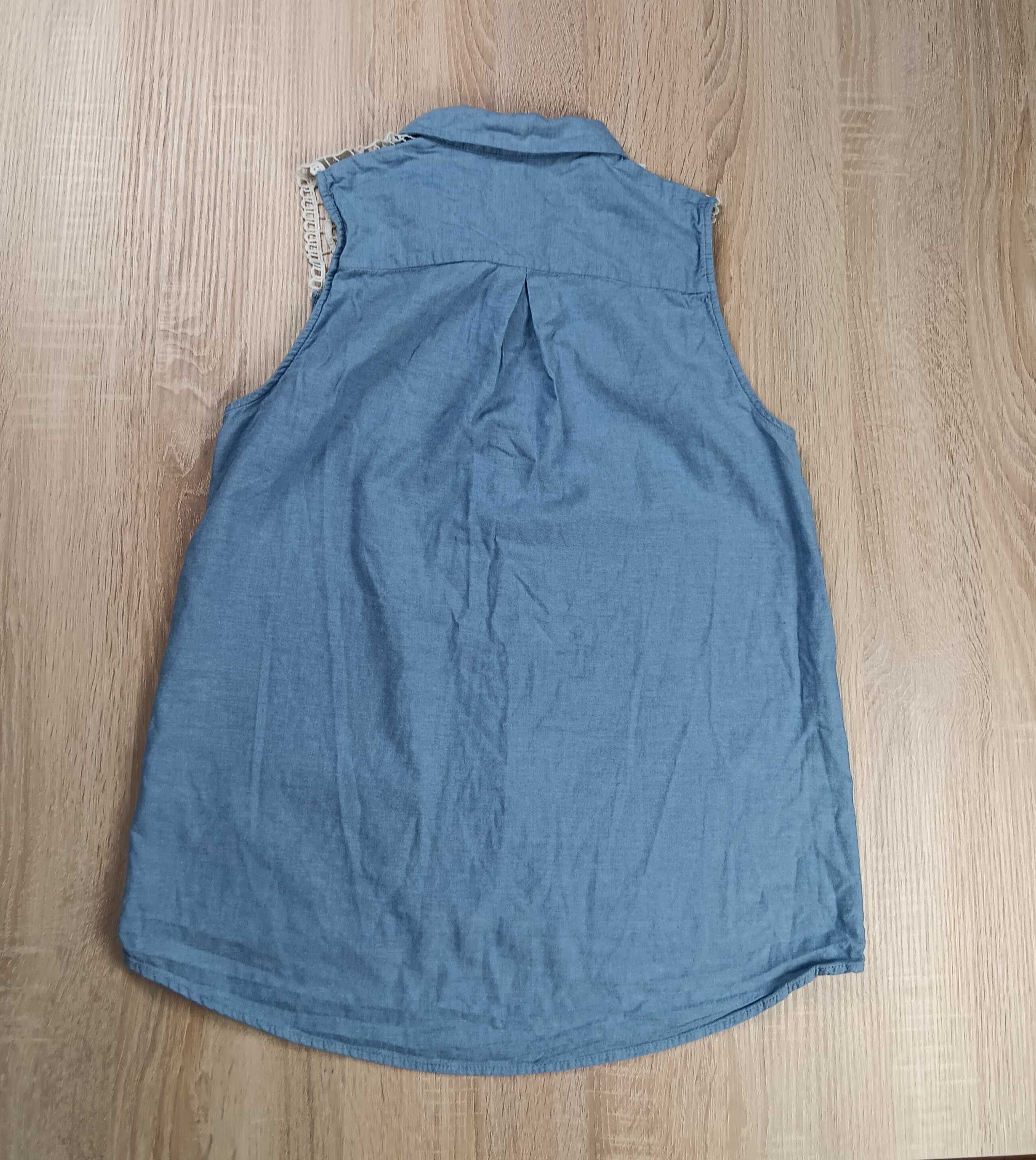 Niebieska jeansowa koszula damska bez rękawów Divided H&M rozmiar 40