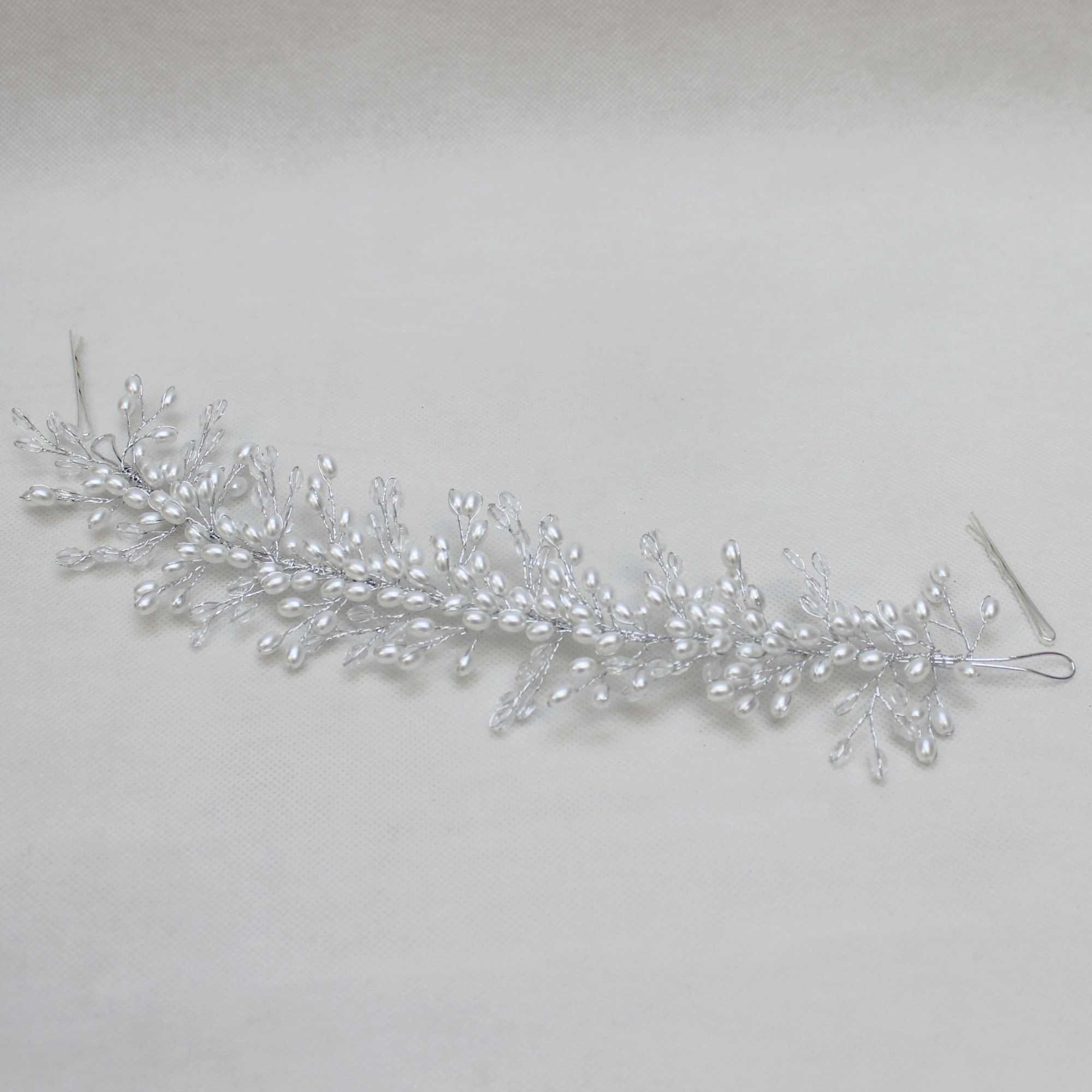 Весільна гілочка для зачіски з перлинами і кристалами BLAGOY-ART