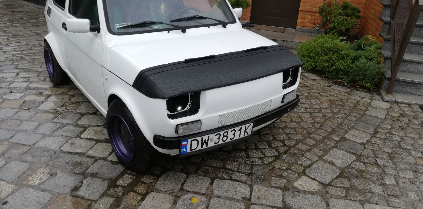 Fiat 126p bra osłona maski przedniej czarna skóra tuning