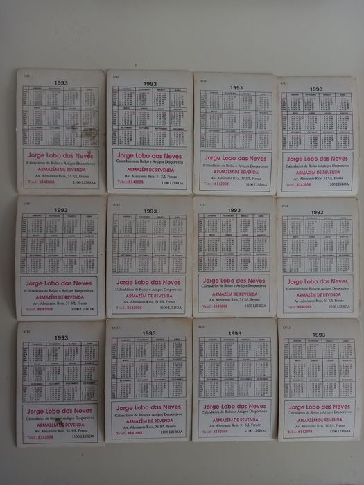 Coleção de 12 Calendários de bolso numerados tema "Madonna"