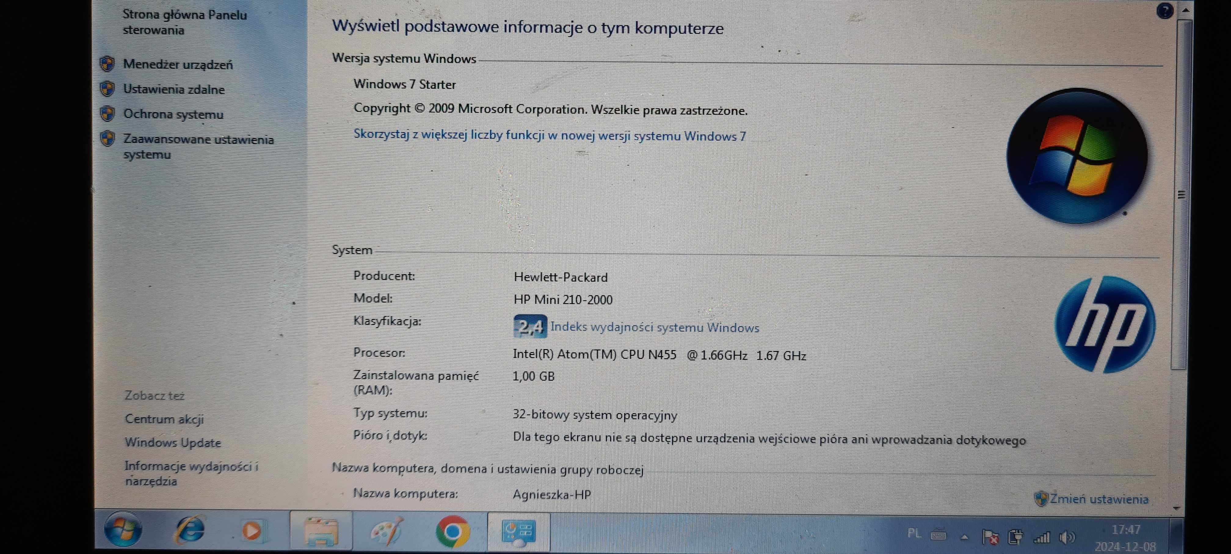 HP mini 210 typ 2000
